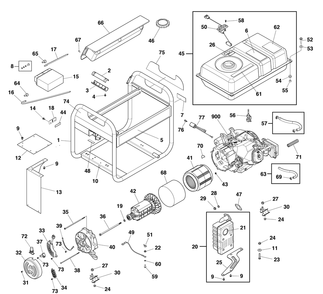 Main Unit Diagram and Parts List for 030742-01  Briggs and Stratton Generator